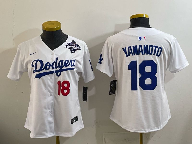 Women 2026 Nike Los Angeles Dodgers #18 Yamamoto White Game MLB Jersey 010